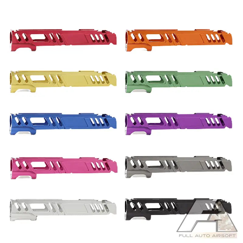 LA Capa Customs Conqueror Aluminum 5.1 Slide for Tokyo Marui Hi-Capa Airsoft Pistols LACapa Hicapa  Red Gold Orange Blue Pink Purple Silver Green Jade Grey Black LAcapa Hicapa