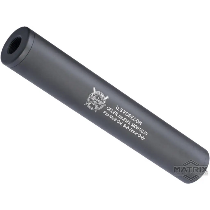 Matrix Airsoft Mock Suppressor / Barrel Extension 30 X 180mm US Forecon Celer, Silens, mortalis DMR