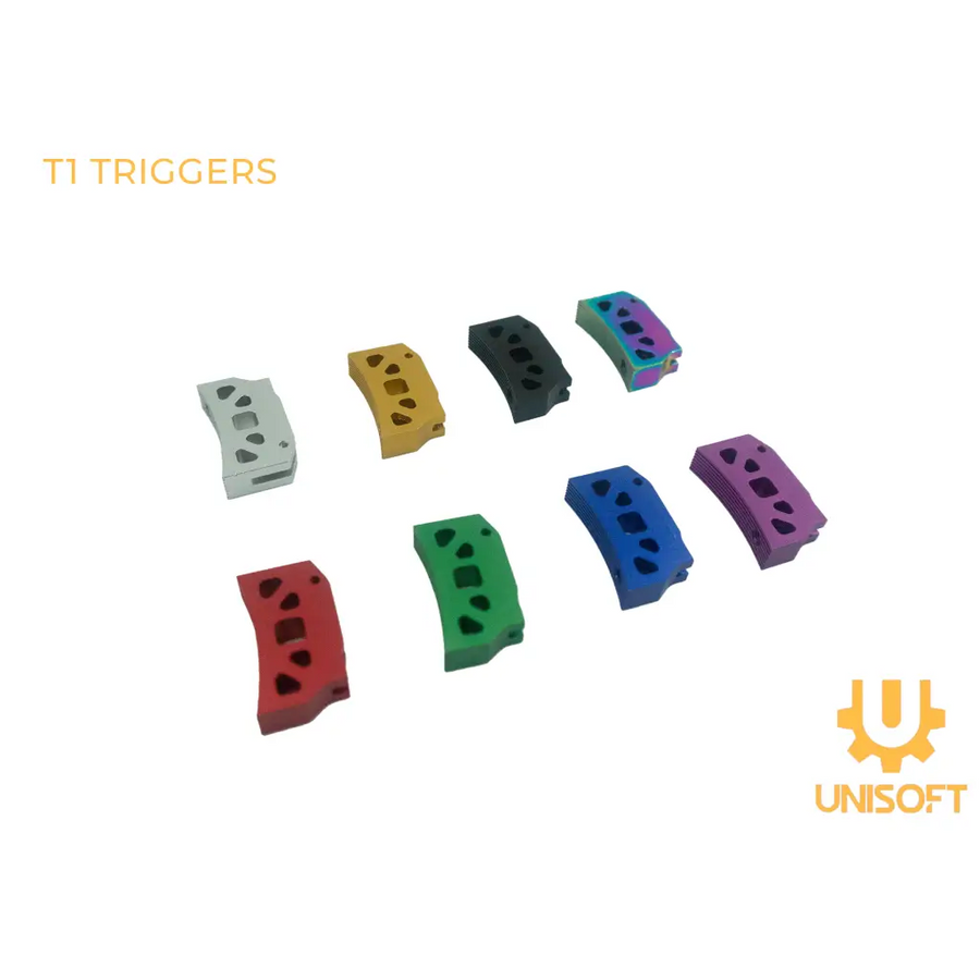 t1 Unisoft Aluminum Trigger for Hi-CAPA Gas Blowback Airsoft Pistols Rainbow Gold Blue Black Silver Gold Purple